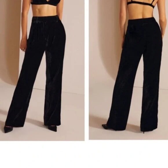 Favorite Daughter the Velvet Favorite Pants Trousers Black Size 8 Wide Leg - Picture 3 of 13